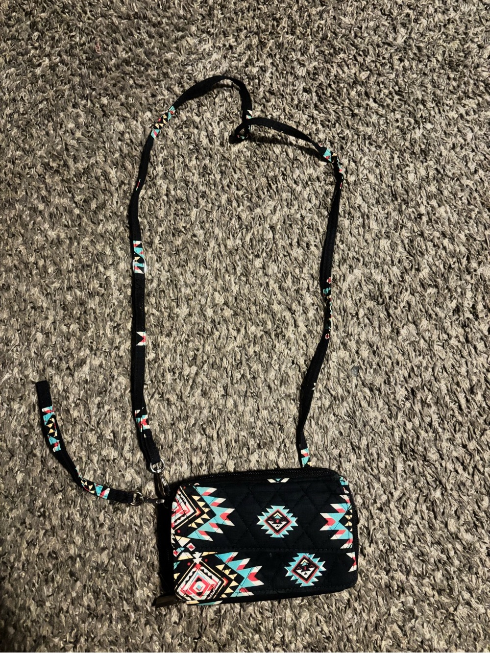 Quilted Black Aztec Crossbody Bag/wristler